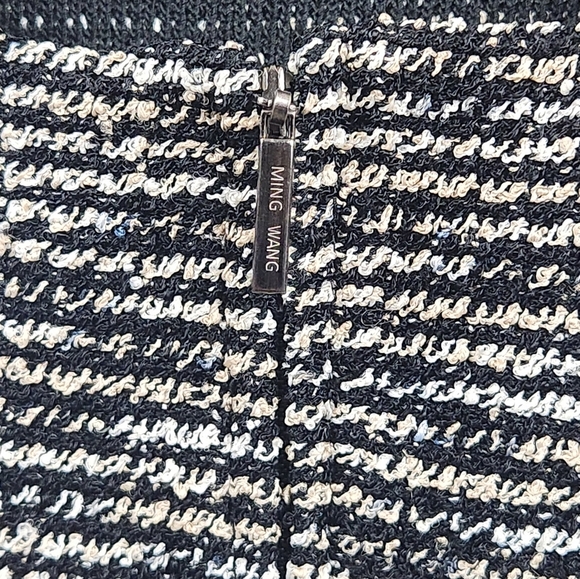 Ming Wang Sapphire Padded Shoulders Mixed Media Zip Up Speckled Jacket XL - Picture 8 of 11